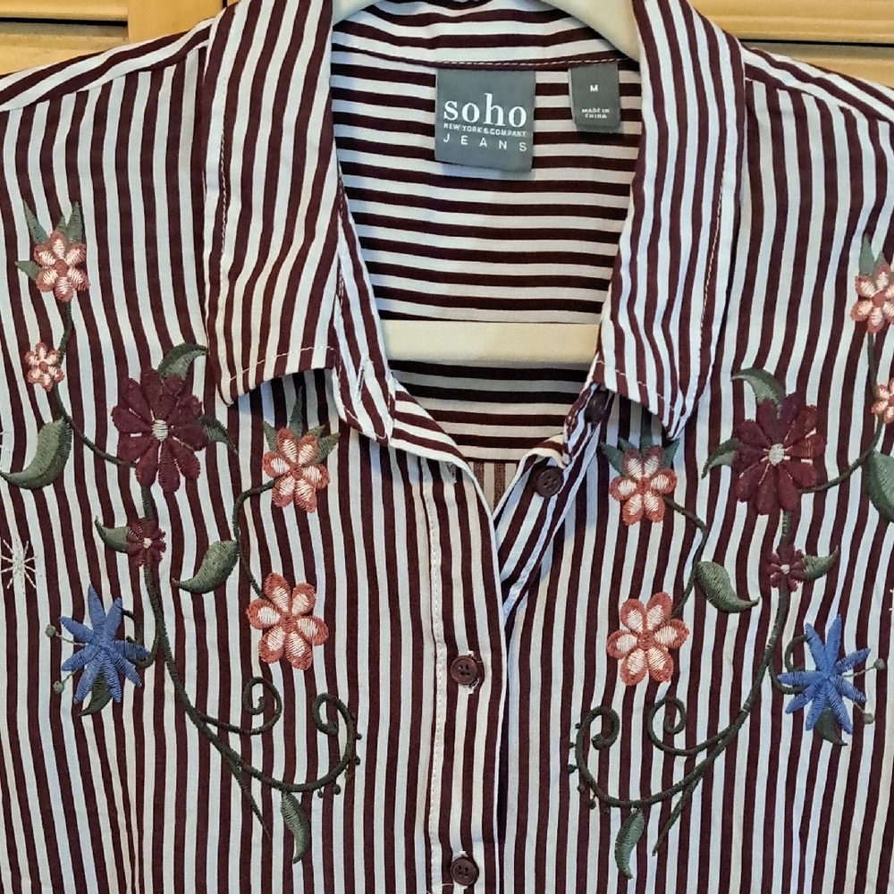 Soho Apparel Striped Floral Blouse